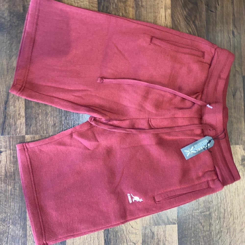 Kangol Mens Sweat Shorts Casual‎ Gym Training Lounge Drawstring Burgundy Small